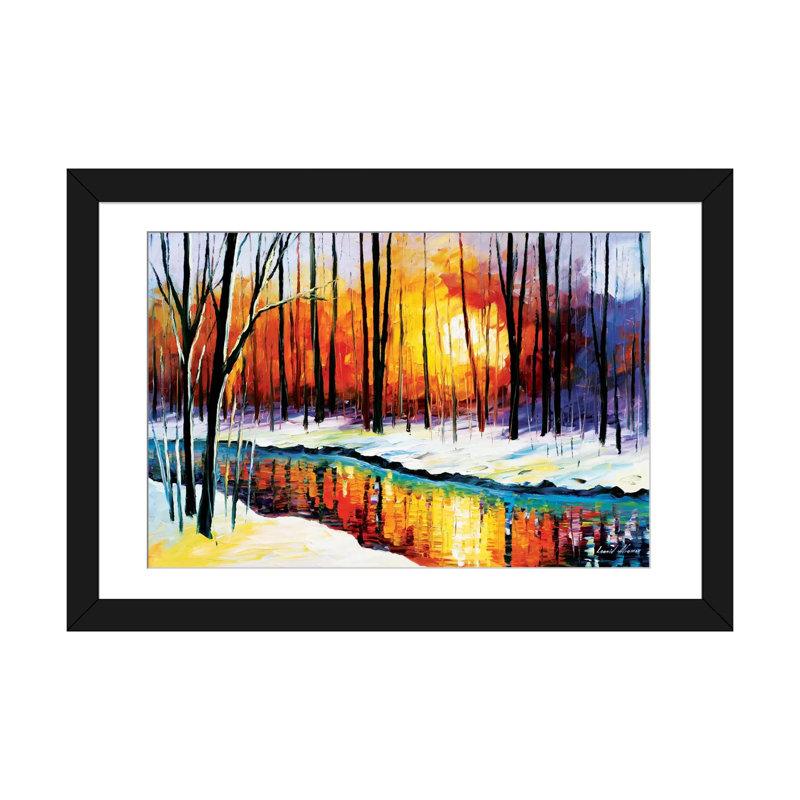 « winter sun », impression, Papier d'art encadré noir, Blanc, H 16 po x l 24 po x P 1 po