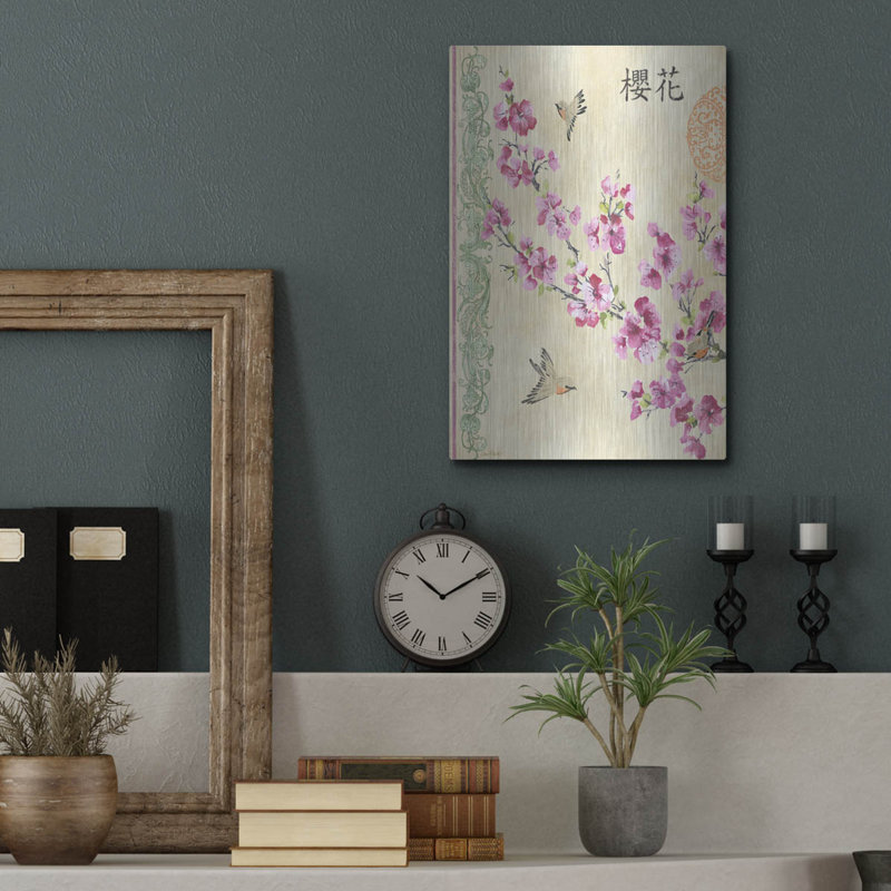 «Jp2326 Cherry Blossoms» par Jean Plout, art mural en métal, H 16 po x l 12 po