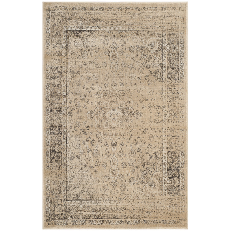 Evanoff Abstract Beige Area Rug, Rectangle 2'7" x 4'