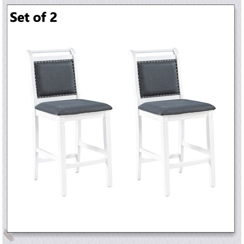 Ensemble de table de salle à manger à hauteur de comptoir en bois 3 pièces avec 2 chaises rembourrées pour petits espaces