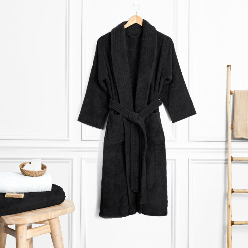 Peignoirs 100% coton turc, robes de chambre légères et absorbantes, Noir, 3TG