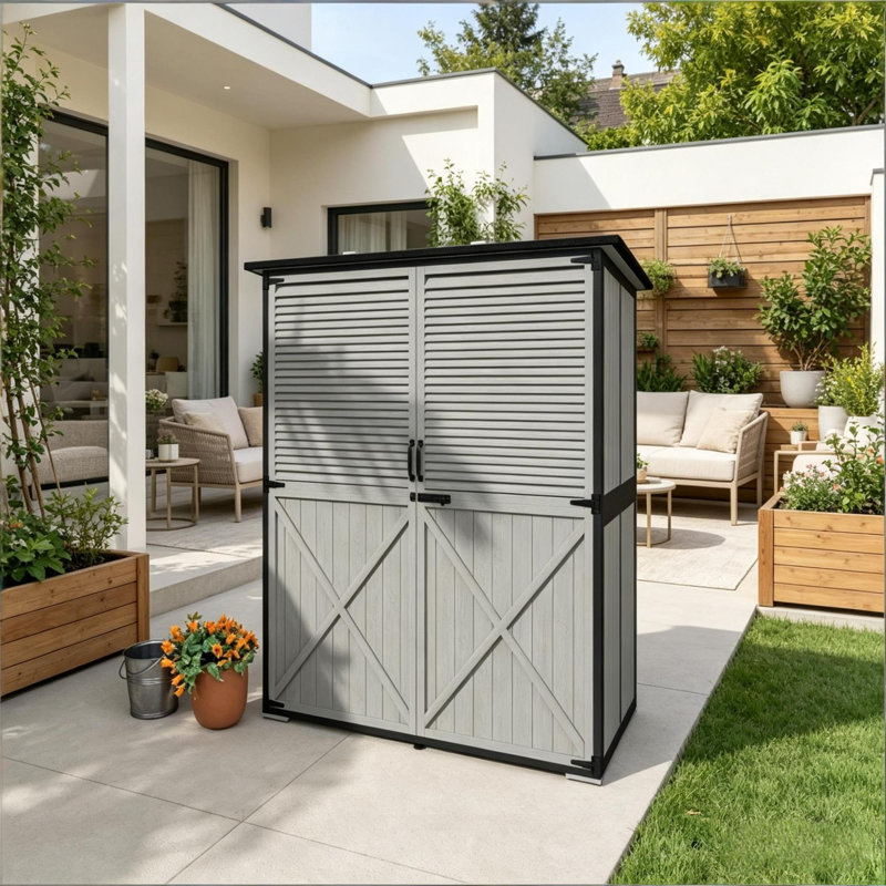 Remises spacieuses, armoire moderne ajustable en acier et bois pour patio