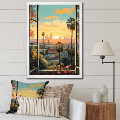 Vintage Los Angeles Windows View 3 - Floral Window Wall Art