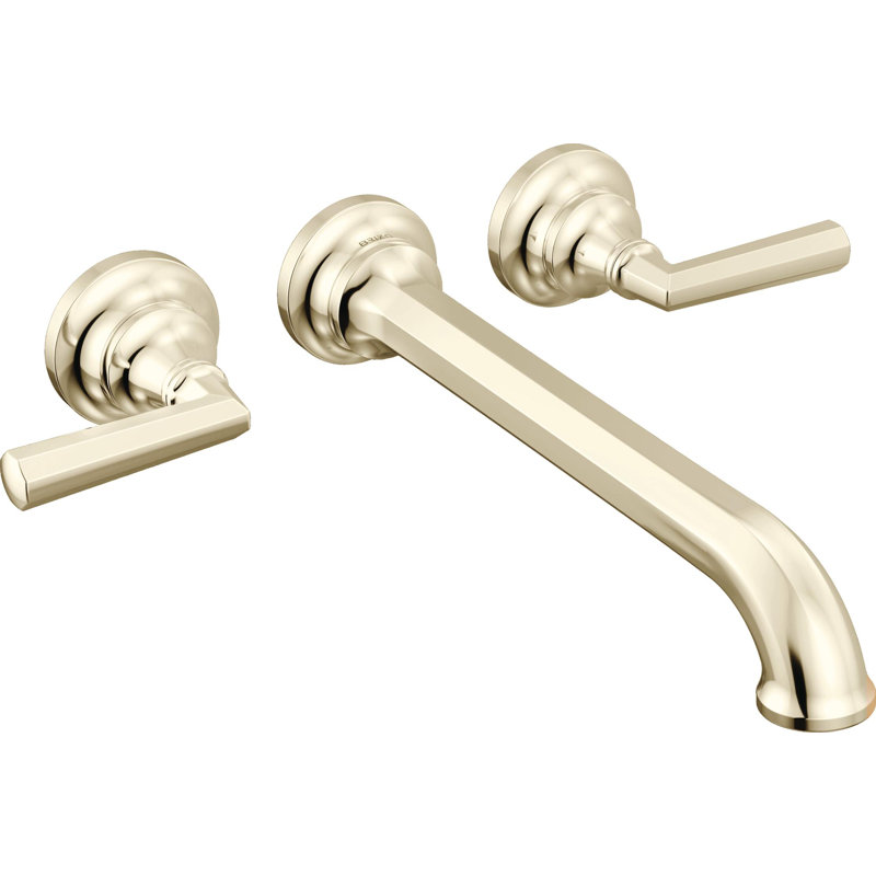 Beauclere™ Two Handle Wall Mount Tub Filler, Lever Handle, Brilliance Polished Nickel