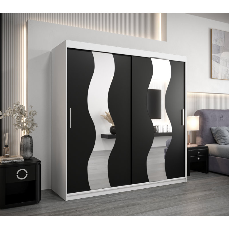 Ballycastle Manufactured Wood Wardrobe, 200cm H x 62cm D, Black/White