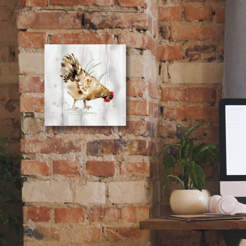 «Home To Roost 3 Barn Board» par Katrina Pete, art mural sur toile, H 12 po x l 12 po x P 0,75 po