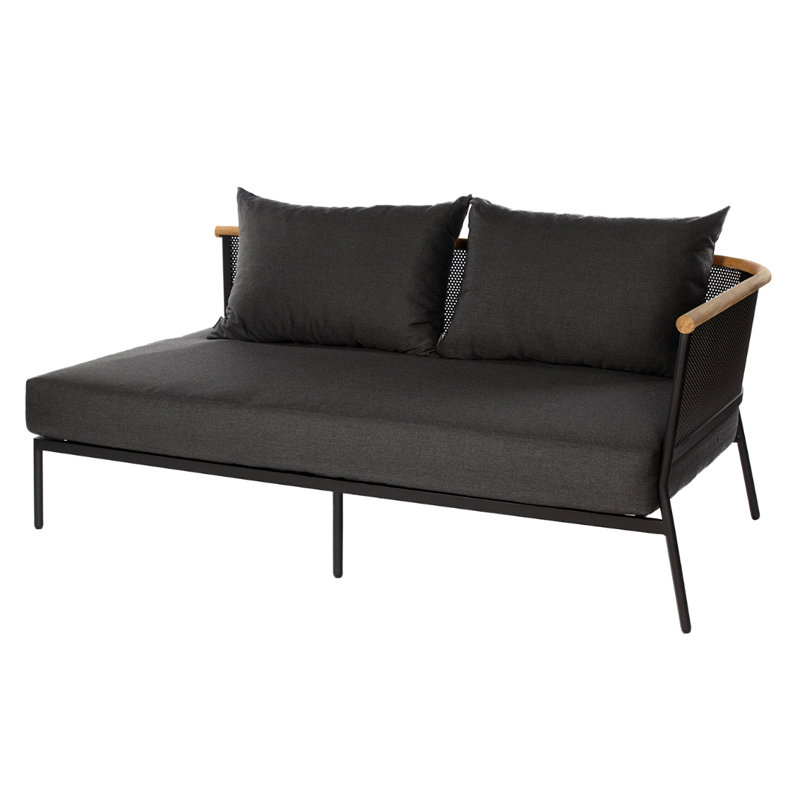 Causeuse 2 places avec coussin, Anthracite, Naturel, Droite