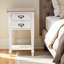 Table de chevet 2 tiroirs Flora, chêne vieilli et blanc délavé H 25,34 po x l 15,46 po x P 11,51 po
