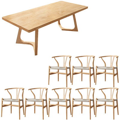 Nordic style simple solid wood dining table set
