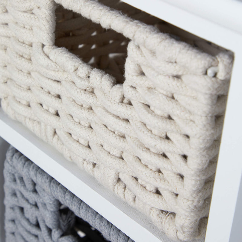 Orford Fully Assembled 3 Woven Drawer Chest Storage Unit - White