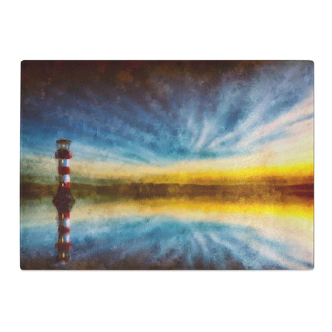 Tempered Glass Lighthouse & Seascape During Sunset Chopping Board