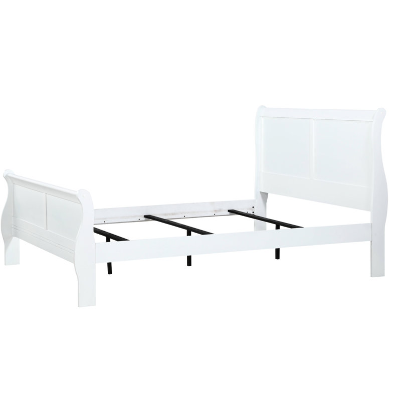 Lit simple blanc en bois massif pour chambre à coucher, pieds de support, anglais, facteur de qualité transitionnel