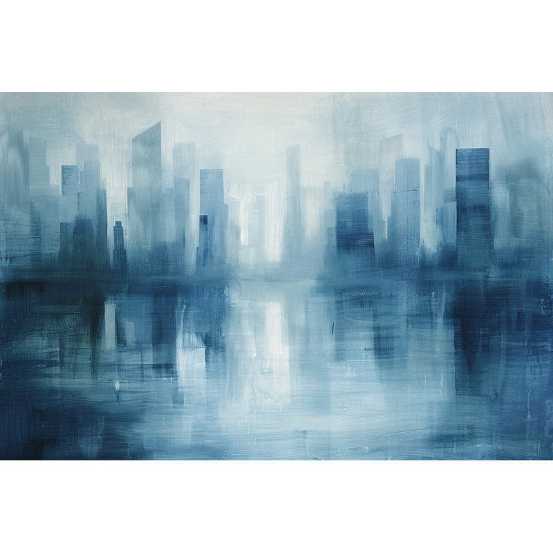 Art mural sur toile Calm Blue Urban Haze, H 32 po x l 48 po x P 1,5 po