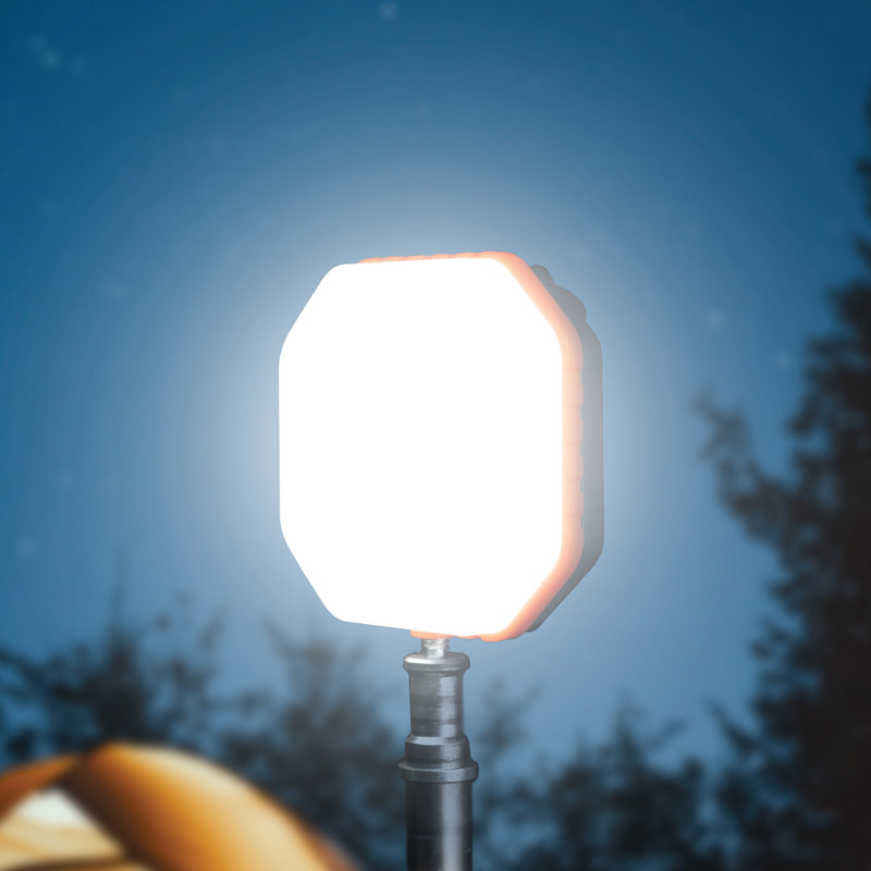Compact Gray and Orange Solar Powered LED Camping Lantern
