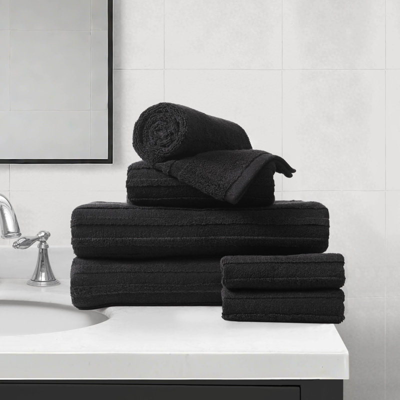 Sofia Bath Towels 6-Piece, Black