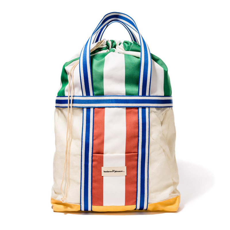 Mesh Beach Bag - Xlarge, White/Blue/Orange
