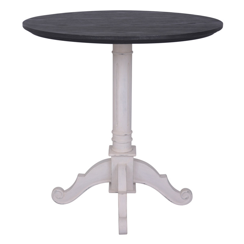 Table de bout madison, Blanc antique, Noir