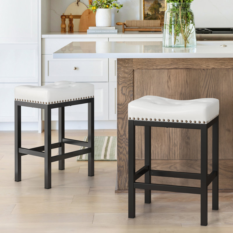 Tabouret de comptoir court 24 po Mirandy, Blanc