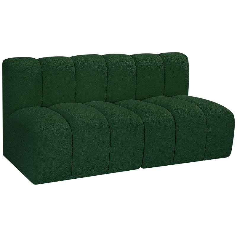 Hiral Upholstered Sectional Reversible, Green Boucle Fabric