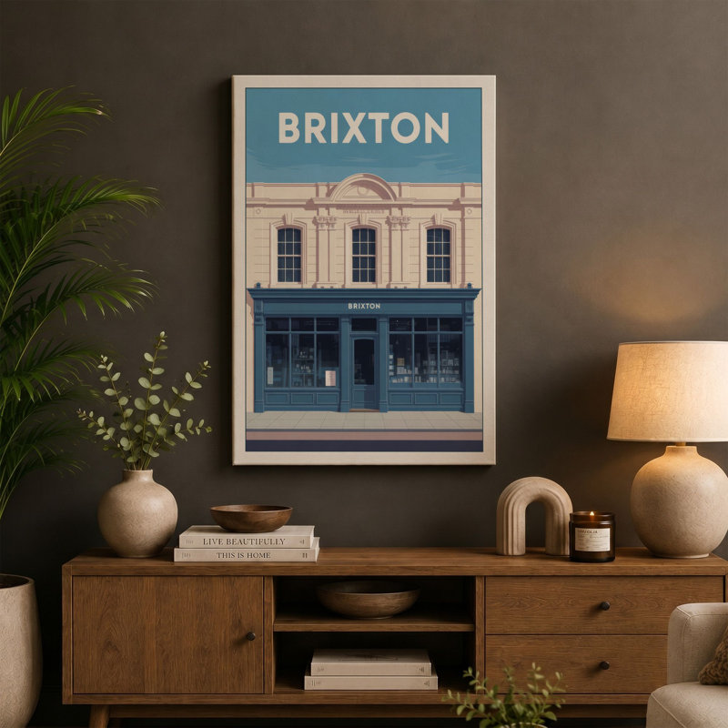 Brixton Street Retro - Wrapped Canvas, 24x16 - 61.0 x 40.6 cm, Sage Border