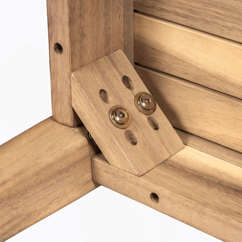 Causeuse d'extérieur en bois d'acacia avec table basse, structure en teck clair, coussin beige