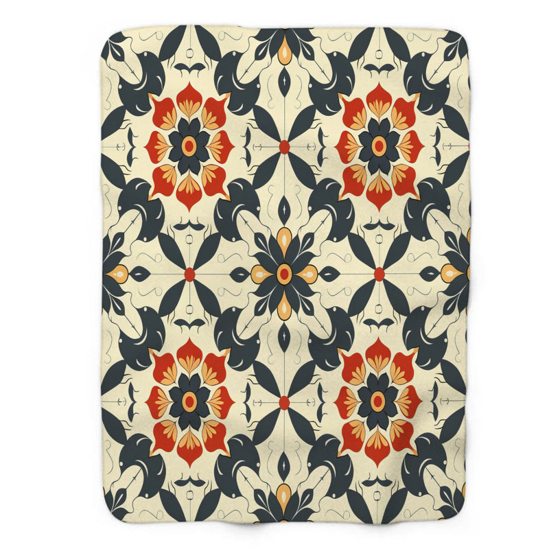 Carreau traditionnel - couverture sherpa de qualité supérieure 1 pièce, Grand lit