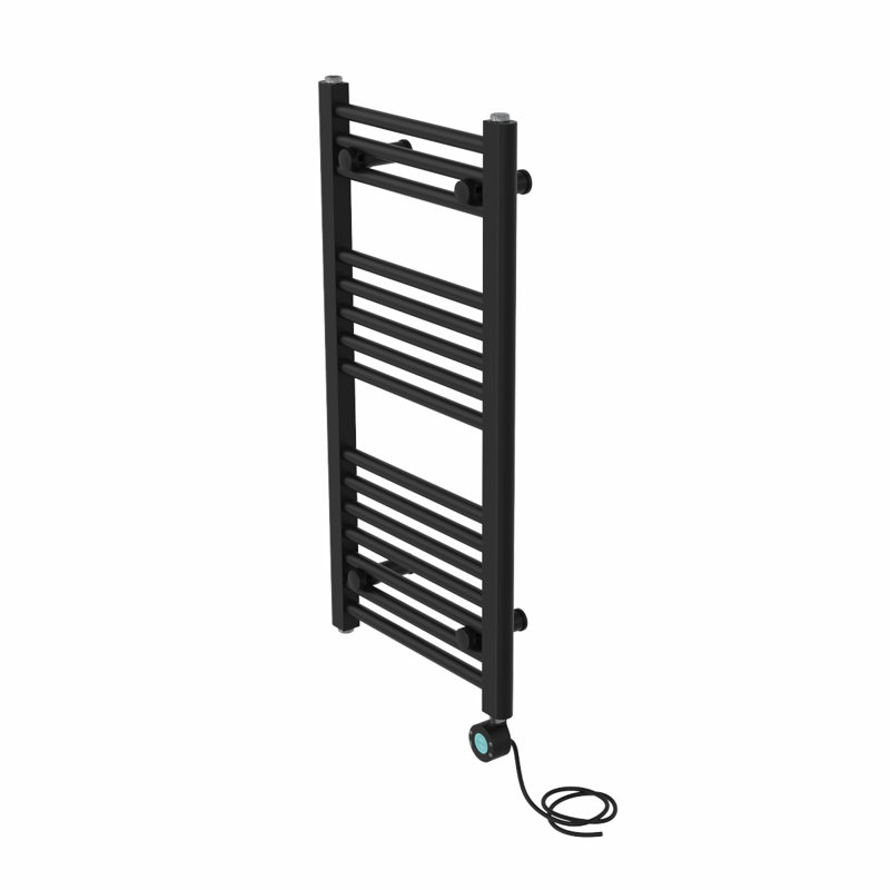 Aramantha Straight Towel Rail Heated Towel Rails, 80cm H x 40cm W x 3cm D, Black