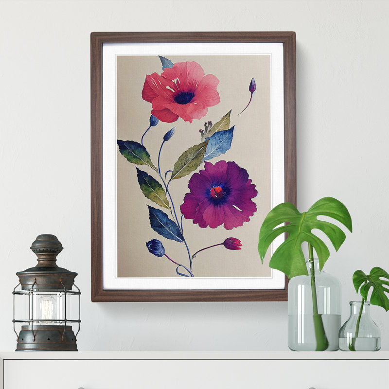 Pretty Flowers No.6 - Single Picture Frame Painting, 34cm H x 25cm W x 2cm D, Walnut Framed