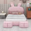 Lit créatif pour enfants avec tête de lit à oreilles et lumière décorative à DEL