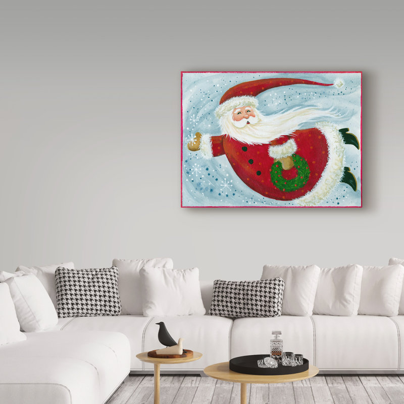 « père noël avec couronne », art sur toile, H 18 po x l 24 po x P 2 po