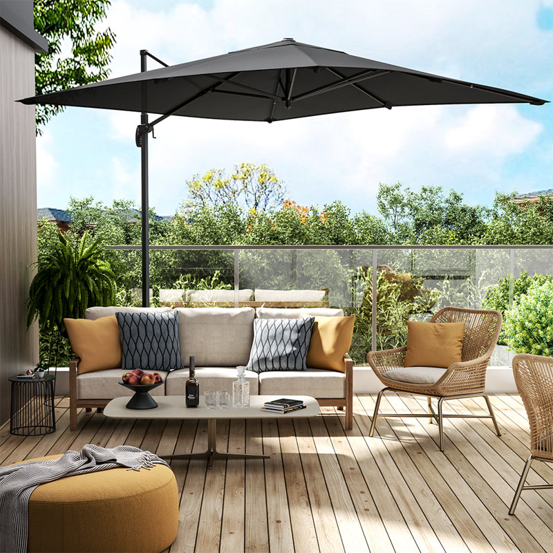 Aappo 300cm Cantilever Parasol, Dark Grey