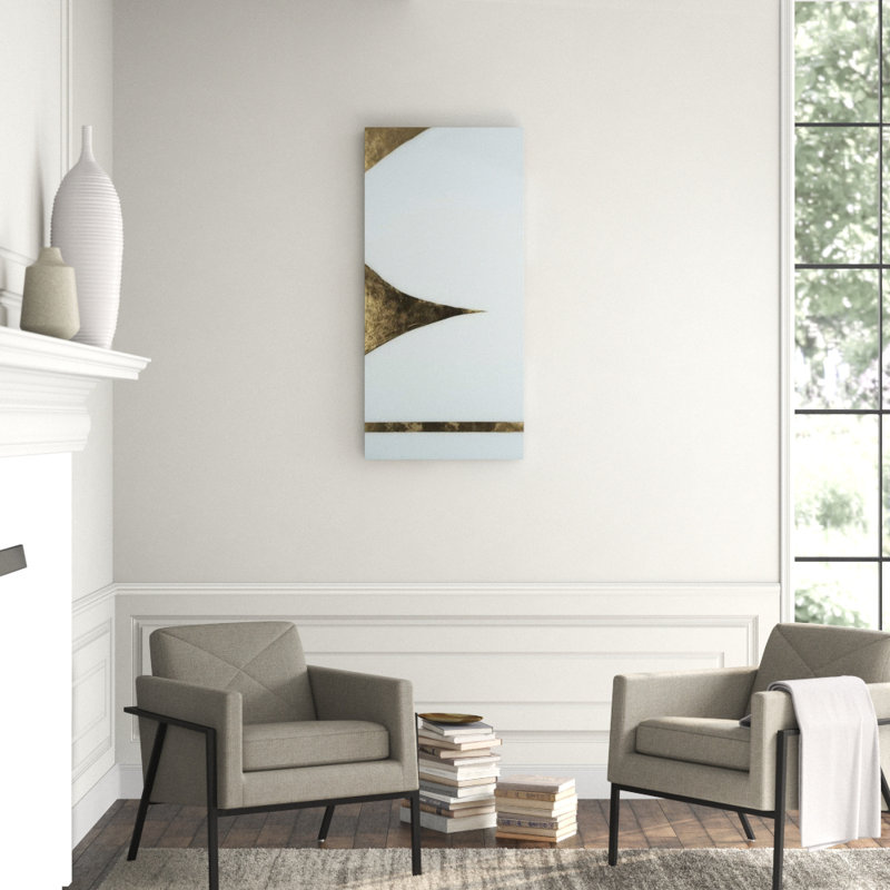 White Orb With Gold I Print by DAWN SWEITZER, Glass Coat, 50" H x 24" W x 1.5" D