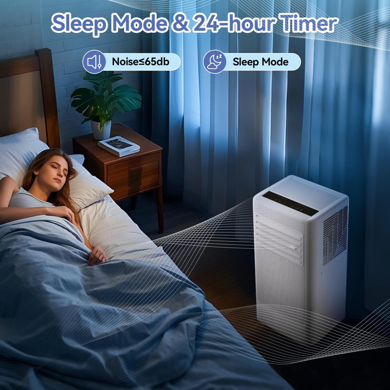 GarveeHome 8,000 BTU Portable Air Conditioner for 420 Sq.Ft Rooms - 3-in-1 Cooling w/ Dehumidifier, Fan, Sleep Mode & LED Display, Includes Window Kit & Remote Control (White/Gray)