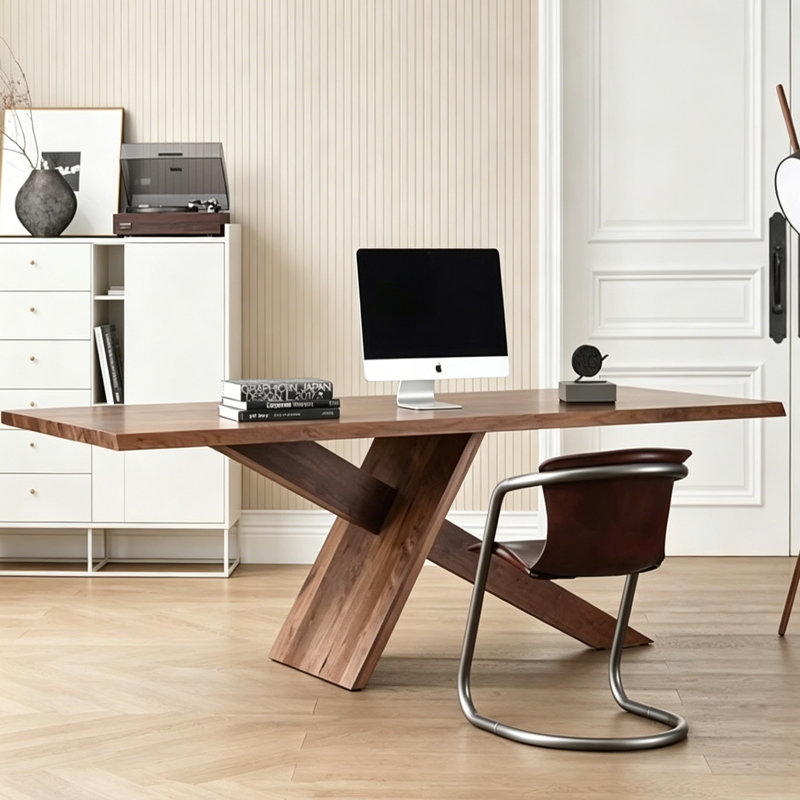 Table de bureau rectangulaire rétro, H 29,53 po x l 55,12 po x P 27,56 po
