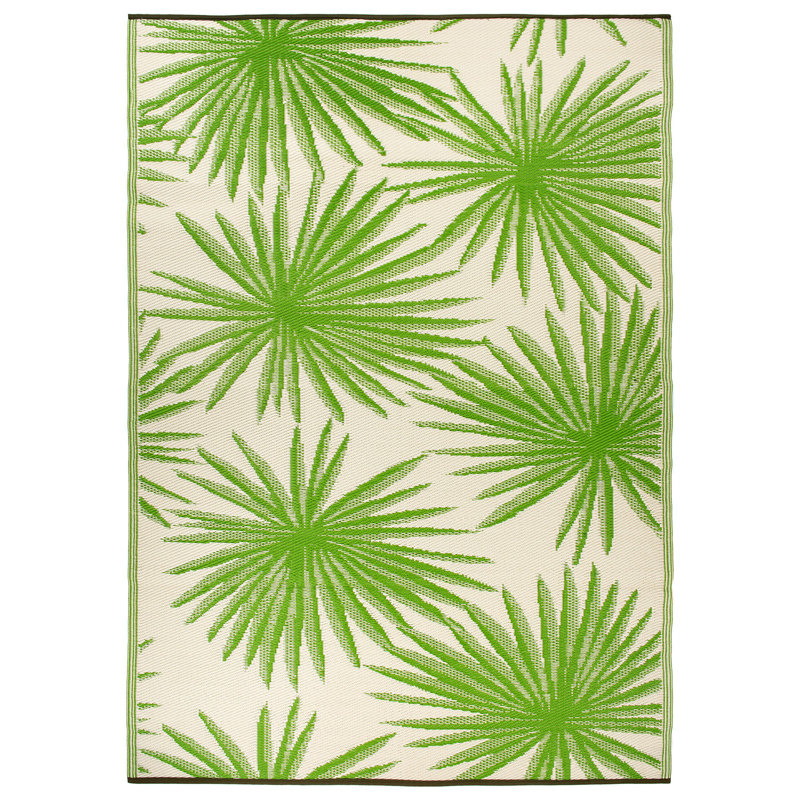 Tapis intérieur / extérieur vert / ivoire Andalyn, Rectangulaire 3 pi x 5 pi