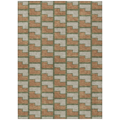 Machine Washable Indoor/Outdoor Lipman ACN2416 Geometric Rug
