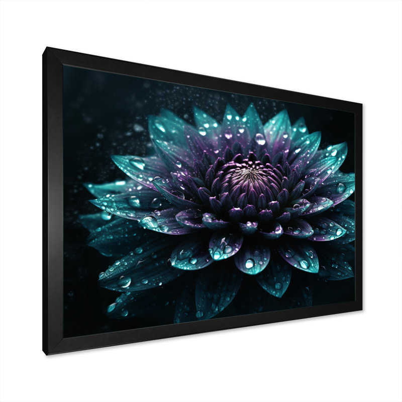 Purple Sacred Lotus Floral Bloom I " Purple Sacred Lotus Floral Bloom I ", Black Single Picture Framed, 12" H x 20" W x 1" D