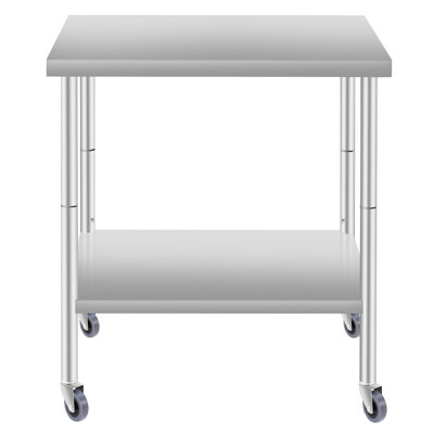 30''X24'' Stainless Steel Commercial Work Table With Wheels And Under Shelf, 34 Inches Tall For Home Kitchen Food Preparation 34-Inch High Shelf Restaurant