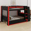 Modern Bunk Bed with LED Light, Desk, Shelves & Drawers