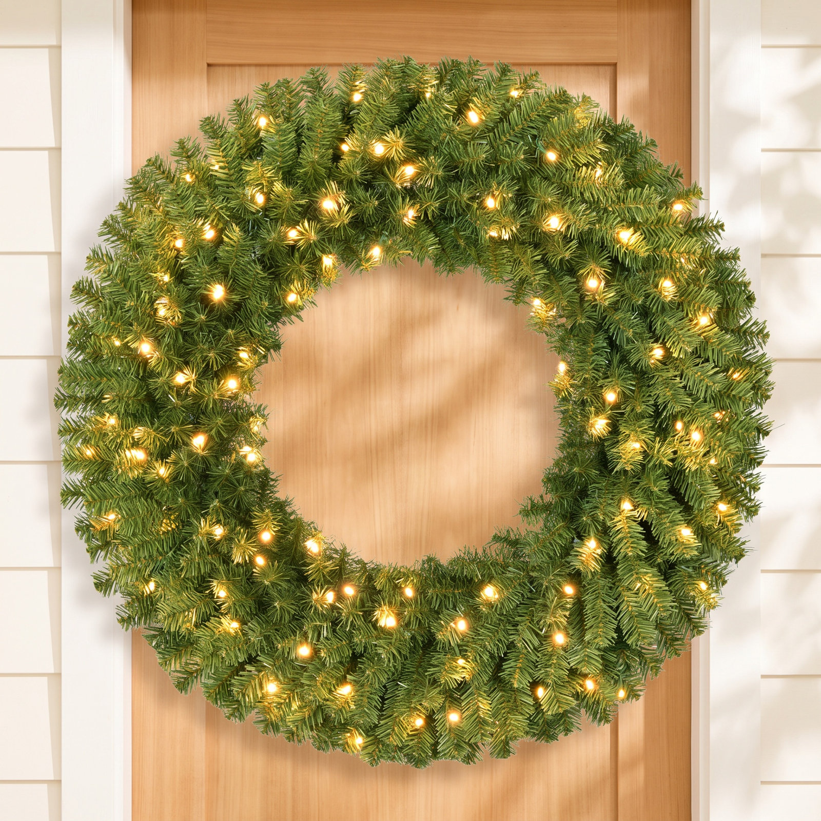 6" Pre-Lit Spruce Christmas Wreath, 48" H x 6" W