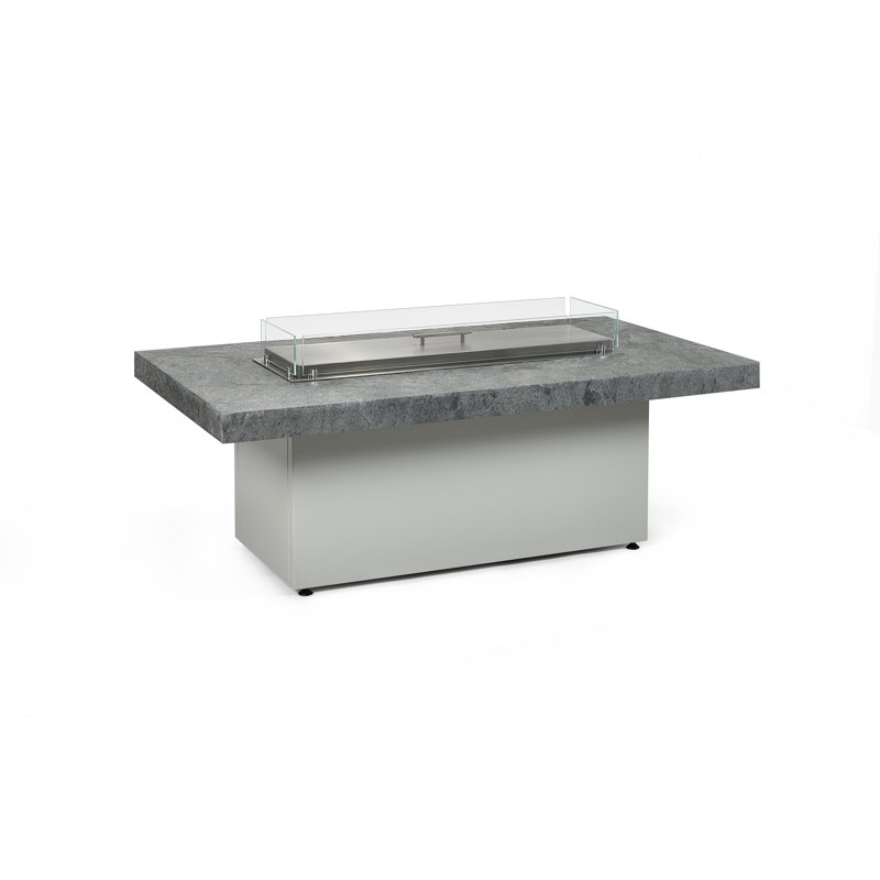 Jaquella Rectangle Stone Propane Smokeless Fire Pit Table