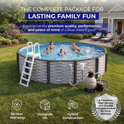 Piscine hors-terre à parois rigides de 15 pi de 52 po de profondeur Blue Wave Affinity