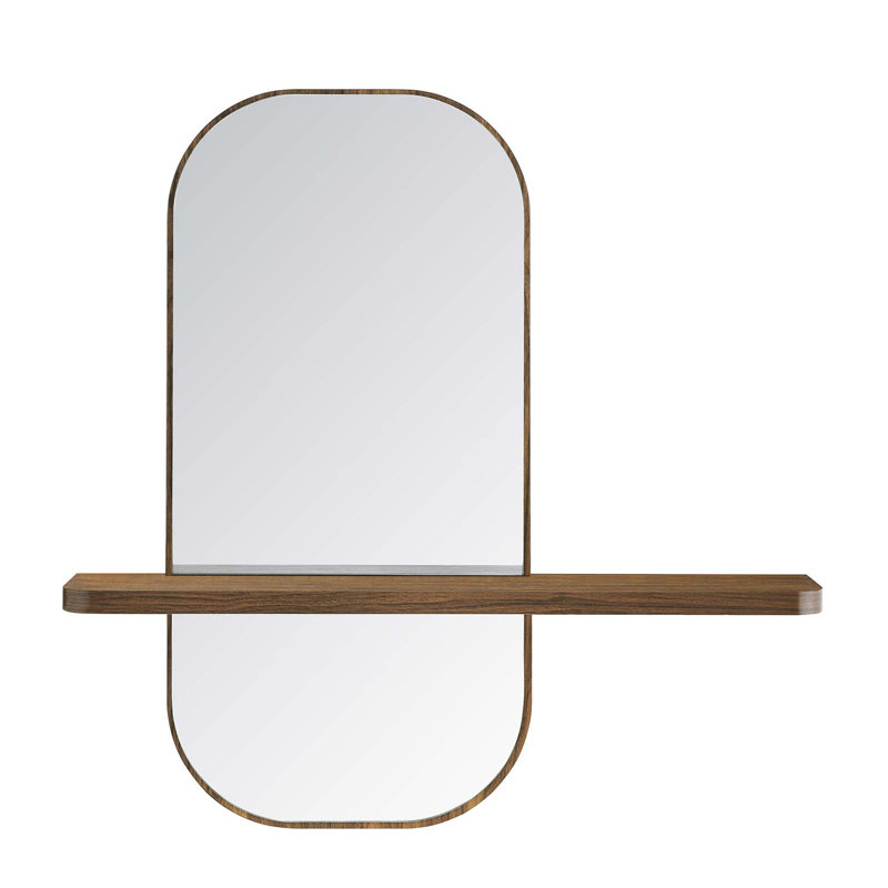 Solstice Walnut Rectangular Mirror with Shelf