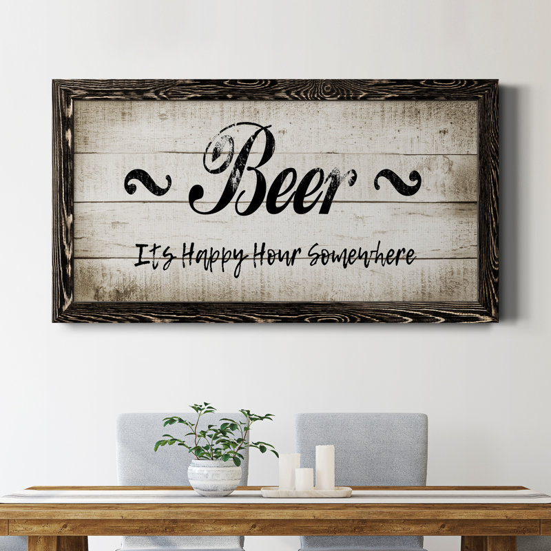 «Beer Happy Hour», art textuel sur toile, Noir