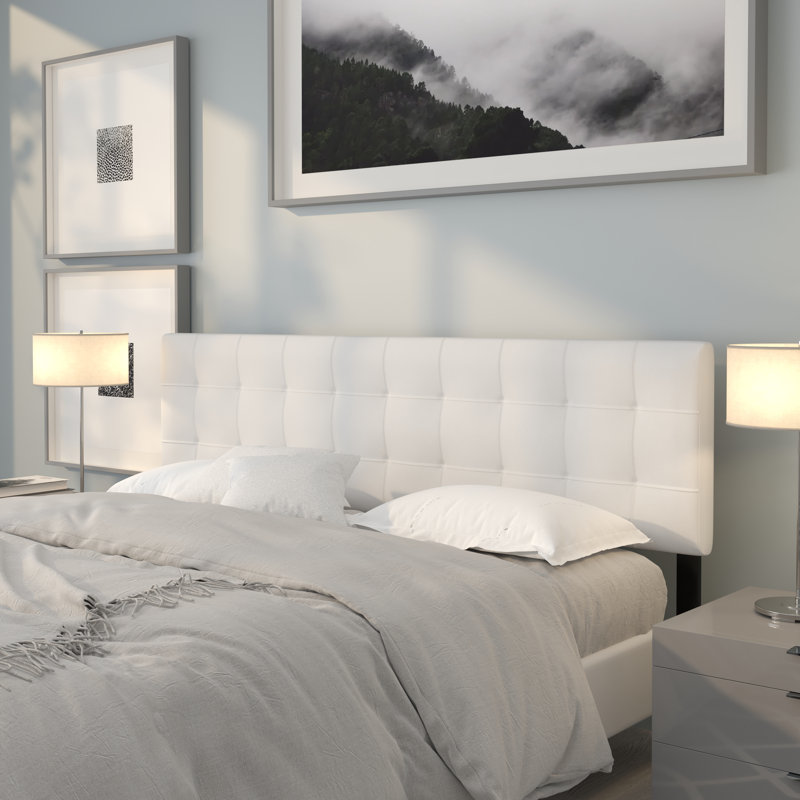Tête de lit tapissier capitonnée Ciriaca, Très grand, Blanc