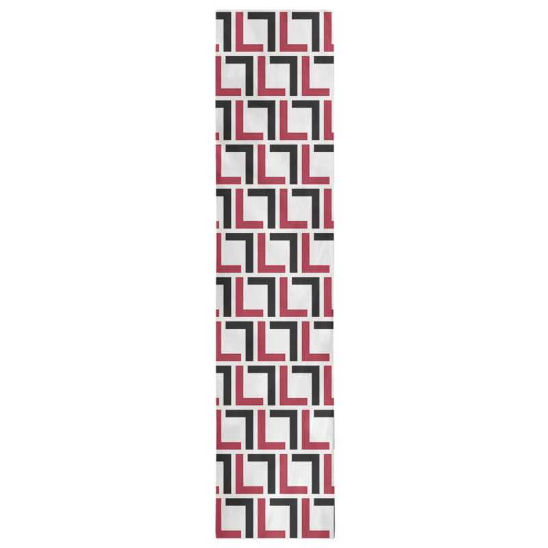 Chemin de table Carolina, 72 po x 16 po, polyester, Blanc / rouge / noir