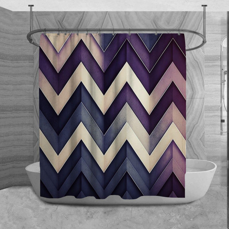 Rideau de douche Fanette, H 73 po x l 70 po, Marine / mauve