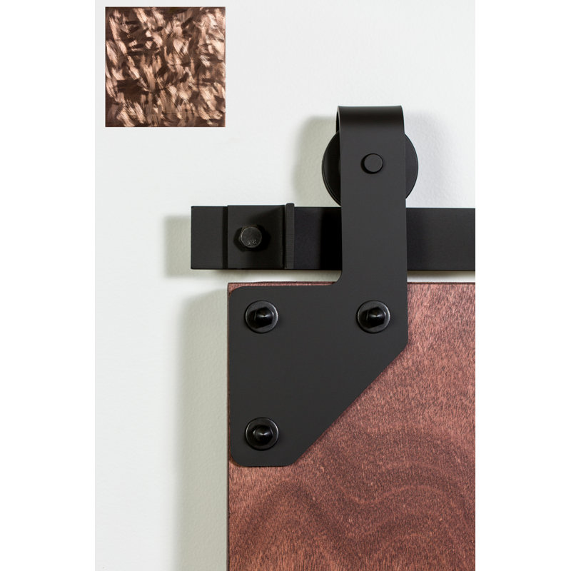 Ensemble de quincaillerie de porte de grange standard en coin Premium, 96 po, Cuivré à la machine
