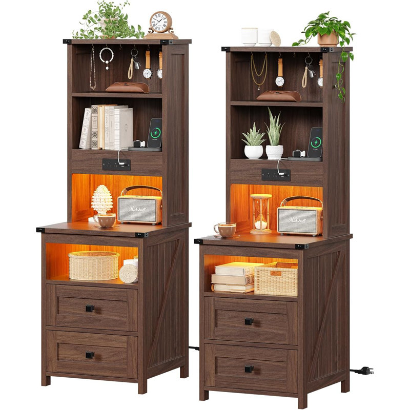 Night Stand Set of 2, Oak Brown, 2