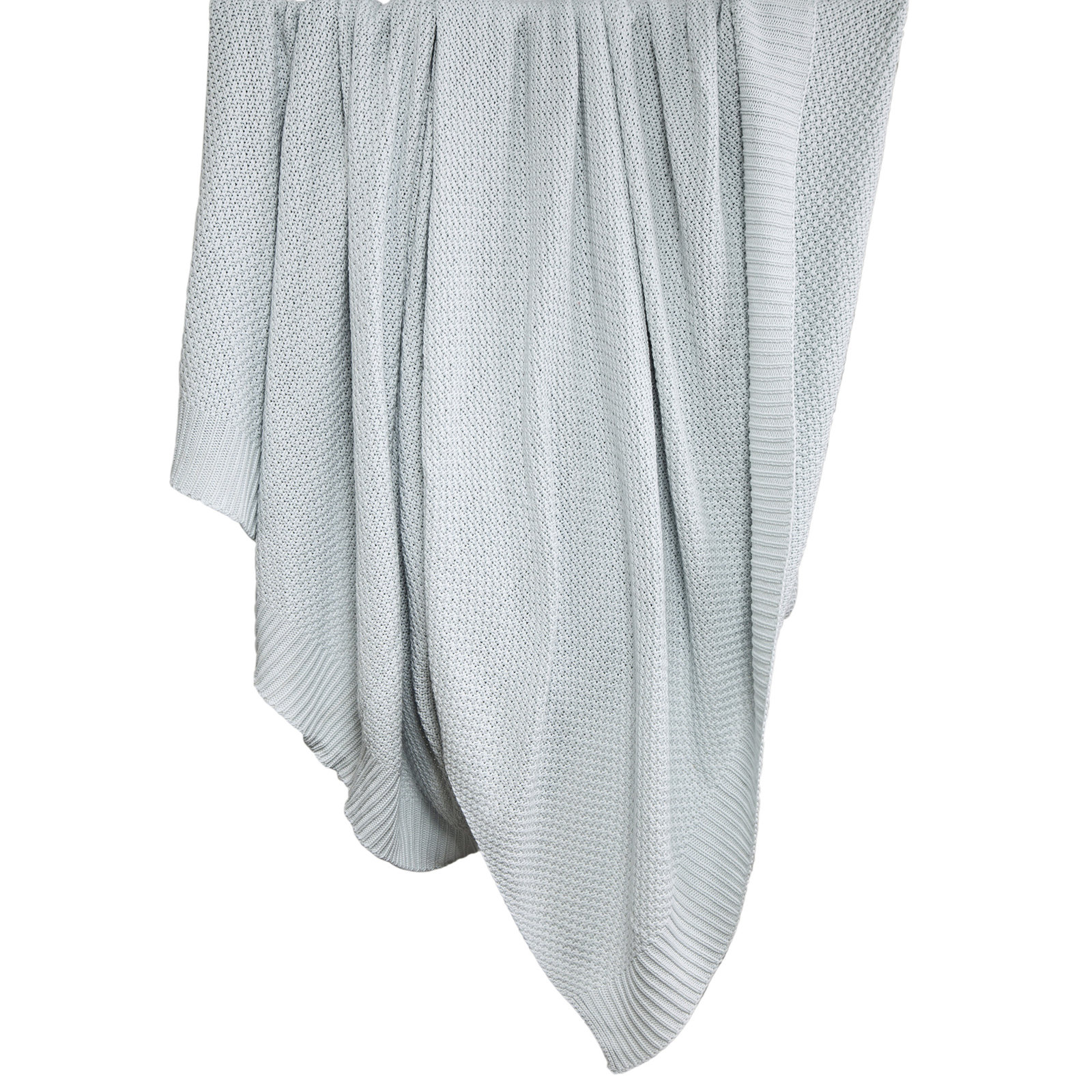 Cotton Cable Knit Solid Color Classic Chic Modern Rustic Throw Blanket, Light Blue, Throw